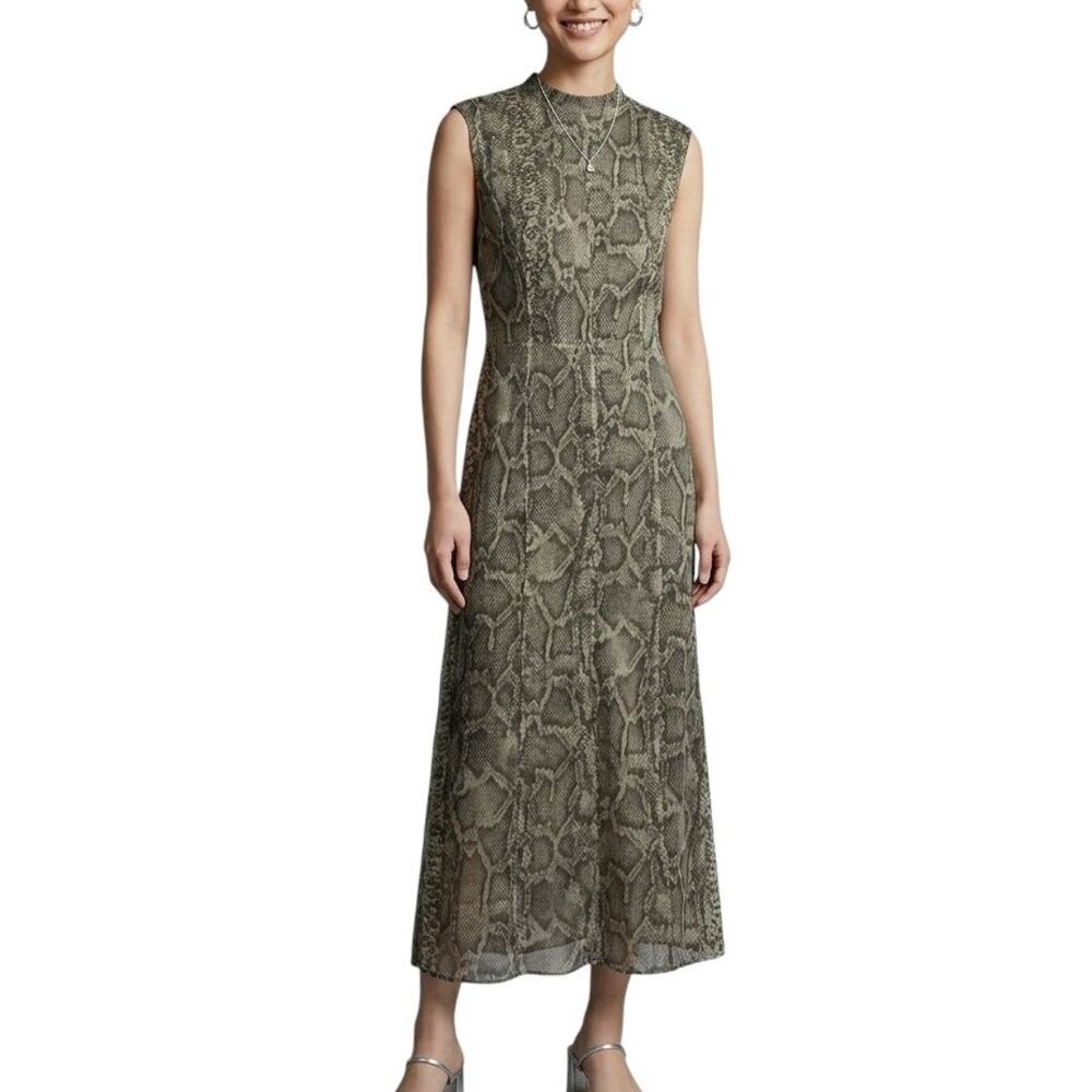 Mango Snakeskin Print Maxi Dress Sleeveless Women Size 6 NWT